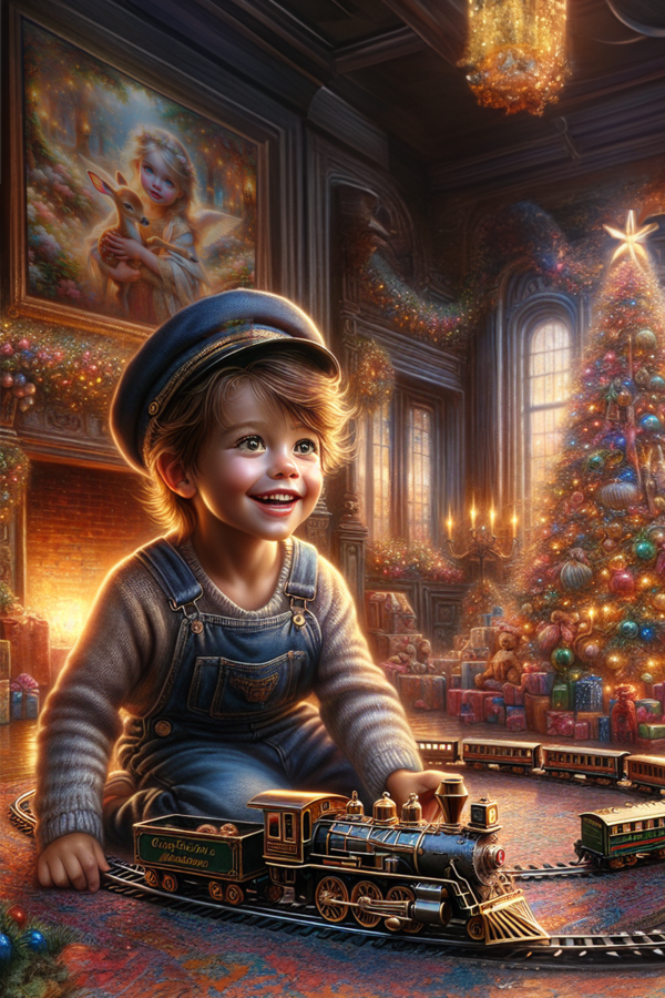 Boy & His Train (16" x 24")