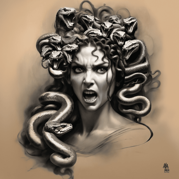 Medusa Portait (8 in x 8 in)