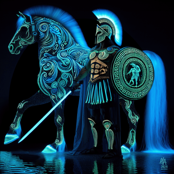 Neon Warior Horse (8 in x 8 in)