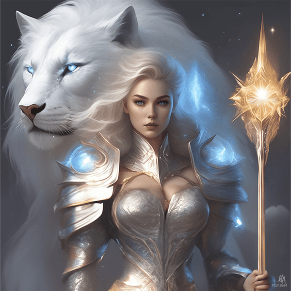 Warior Women White Lion (8 in x 8 in)